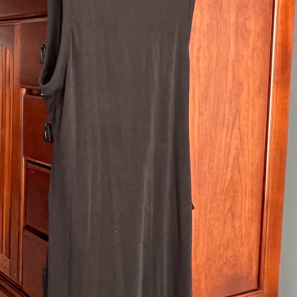 Black Heatherly L ribbed knit dress with tie front.
